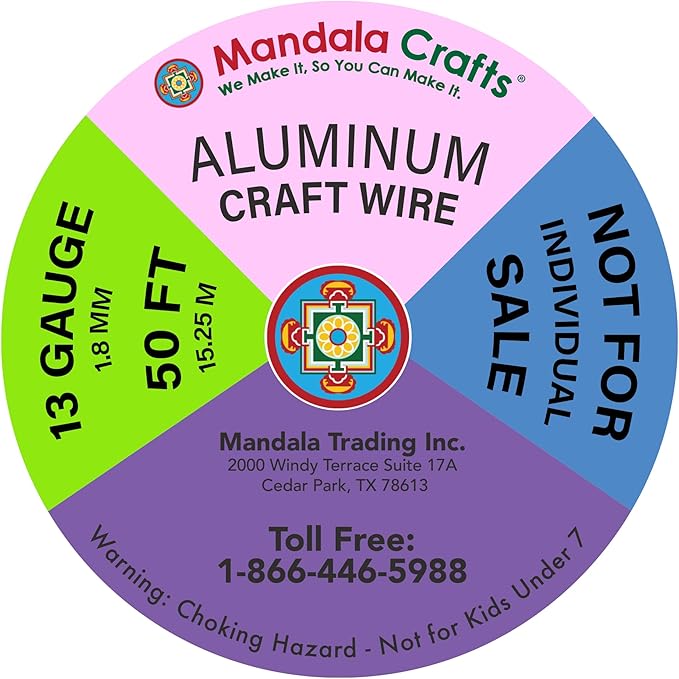 Mandala Crafts 13 Gauge Anodized Aluminum Craft Wire for Jewelry Making - 300 FT Colored Flexible Rose Gold Combo Wire - Bendable for Bonsai Armature Crafting Sculpting