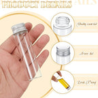 100 Pcs Small Clear Vials Spice Mini Jars with Lids Mini Glass Bottles with Screw Aluminum Metal Caps Tiny Jars Sample Containers for Powder Cream Cosmetic Jewelry Wedding (20 ml,Silver Caps)