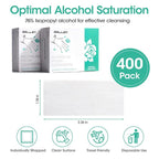 Gellen 400 Pack Nail Cleanser Pads, Alcohol Pads for Nails, Individually Wrapped Nail Prep Pads, Lint-free Tacky Layer Residue Remover Wipes for Acrylic & Builder Gel Polish Press-ons