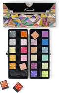 MozArt Supplies Komorebi Professional Metallic Watercolor Set - Portable Metal Box with Safety Lock and Fully Detachable Pans for Easy Customization - 24 Shimmering Colors for Arts and Crafts
