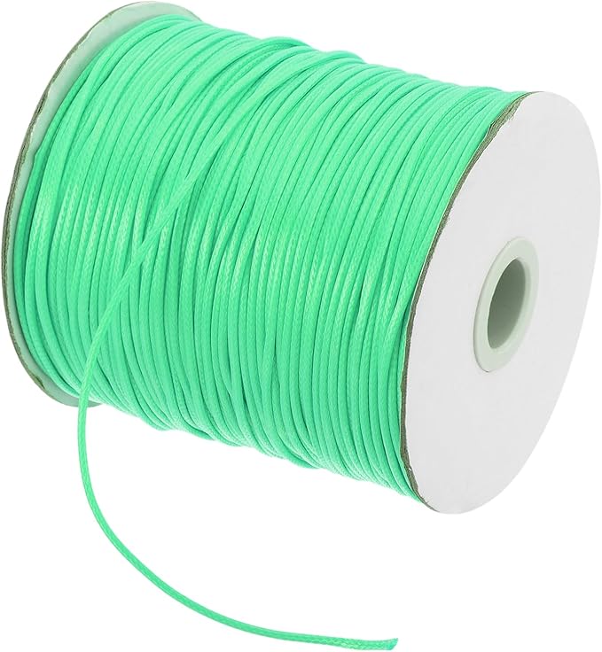 MECCANIXITY Waxed Cord 1.5mm Waxed Polyester Cord 175 Yard Wax String for Bracelet Making,Necklaces, Beading,Jewelry Making and DIY Crafts(Light Green)