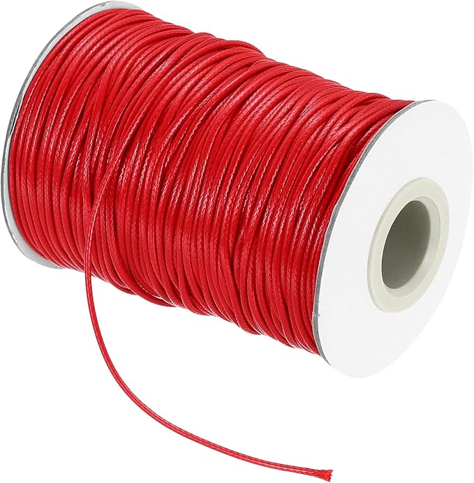 MECCANIXITY Waxed Cord 1.5mm Waxed Thread 87 Yard Wax String Leather Cord for Bracelet Making, Necklaces, Beading, Jewelry Making and DIY Crafts(Red)
