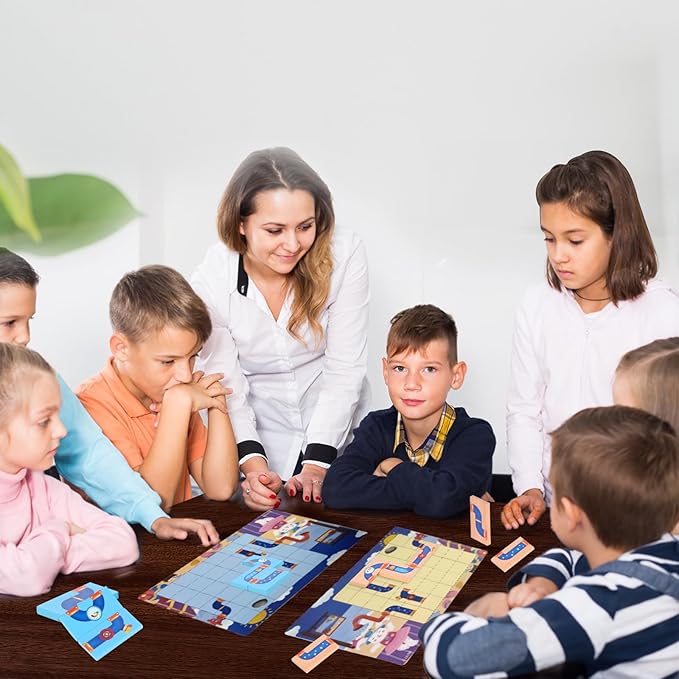 Logical Puzzle,Sequence Matching Game,with Cards（30 Scenes）,Classic Path Planning Toy,STEM Educational Toys,Family Game,Logic Labyrinth Games for Adults and Kids(2 Puzzles).