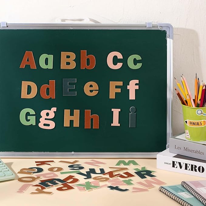 Breling 310 Pieces Felt Bulletin Board Letters Sticker with Number, 2" Bulk Self Adhesive ABC Upper Lowercase Sticky Letter for Christmas Gift Poster Bulletin Board Classroom(Light Color)