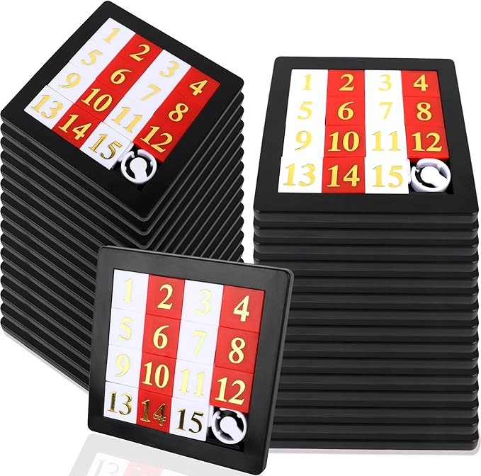 32 Pcs 15 Number Puzzles 2.8 Inch Number Sliding Puzzles Pocket Size Slide Puzzles Brain Teaser Puzzles for Kids Teens Adults School Rewards Party Favors Gift Bag Fillers
