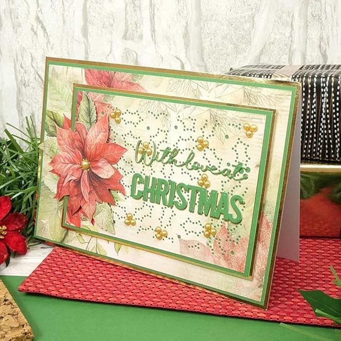 Metal Cutting Dies DIY Merry Christams Embossing Stencil Template Scrapbooking Card Making Mold Photo Album Arts Crafts Tools (Christmas Greetings-14x9.9cm)