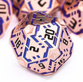 Metal DND Sci-fi Dice Set 7PCS Stripe Polyhedral Dice for Dungeons Dragons RPG Role Playing Game, Glitter D and D Dice with Gift Box D6 D8 D10 D12 D20 (Copper Blue)