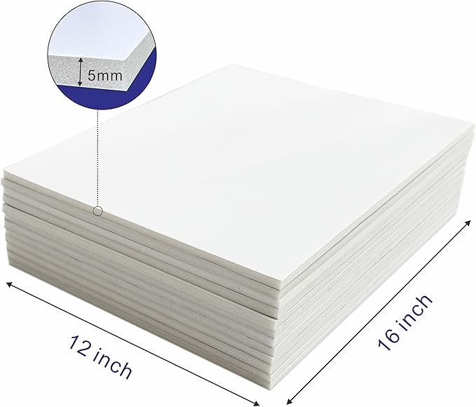 12 Pack Foam Core Board, ZJCEASER 12 x 16 White Poster Board, 3/16" Thickness Sign Board Craft Foam Sheet for Signboards, School Projects, University Displays, College Events, Arts & Crafts, Framing