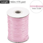 MECCANIXITY Waxed Cord 1mm Waxed Polyester Cord 175 Yard Wax String for Bracelet Making,Necklaces, Beading,Jewelry Making and DIY Crafts(Light Pink)
