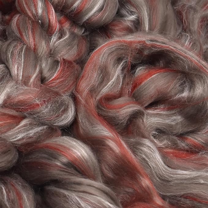 Merino Silk Luxe Tonal Designer Blend. Superfine Merino, Mulberry, Tussah Silk. Top Roving for Spinning or Felting. Sienna Sunset 1oz