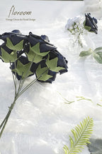 Floroom Artificial Flowers 25pcs Real Looking Navy Blue Foam Fake Roses with Stems for DIY Wedding Bouquets Bridal Shower Centerpieces Party Tables Home Decorations