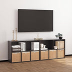 Wooden 5 Cube Storage Organizer with Closed Back Panel, Black Cube Shelf Heavy Duty Cubby Storage Organizer with Compartments for Living, Display Shelf