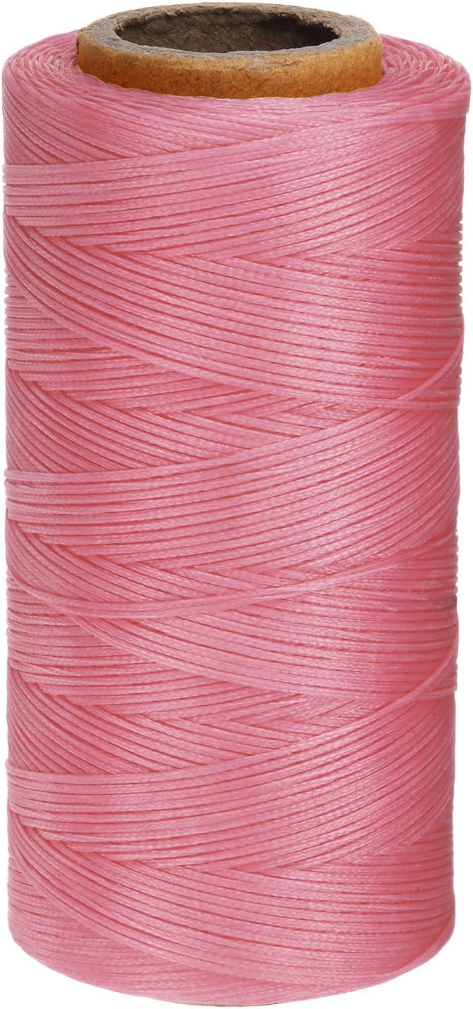 uxcell 150D 0.8mm Flat Waxed Thread 284 Yards Polyester Leather Sewing Waxed String Hand Stitching Waxed Cord for Leather Stitching Sewing Bookbinding DIY Craft Rouge Pink