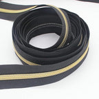 Leekayer #5 Gold Metallic Nylon Coil Zippers by The Yard Bulk 10 Yards Black Tape with 25pcs Gold Sliders for DIY Sewing Tailor Craft Bag(Black)