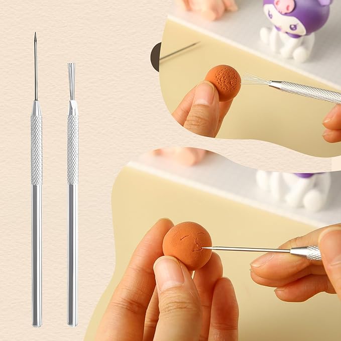 DIYOOHOMY Pottery Carving Tools, Clay Sculpting Tools with Pottery Ribs Needle Wire Cutter for Polymer Sculpting, Modeling, Shaping, Trimming, Cutting, Air Dry Clay, Ceramic DIY Crafts Supplies (11)