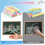 72Pcs Colored Dustless Washable Drawing Chalk Artists Set with 24 Holder - Non-Toxic Art & Drawing Supplies for Kids,Works on Glass/Paper/Wood/Tile (Avoid Rough Textures,Not For ROUGH Chalkboard Use)