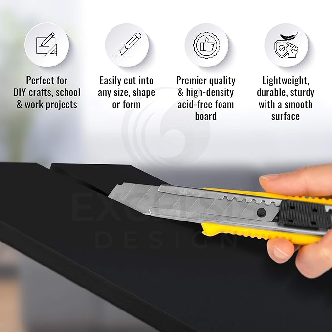 Black Foam Board 12 x 18 x 1/8" (3mm) Inch, 15 Pack Acid-Free Foam Core Poster Board Sheets for Art, Crafts, Presentation, Vision Board, Signboard, and Party Decorations