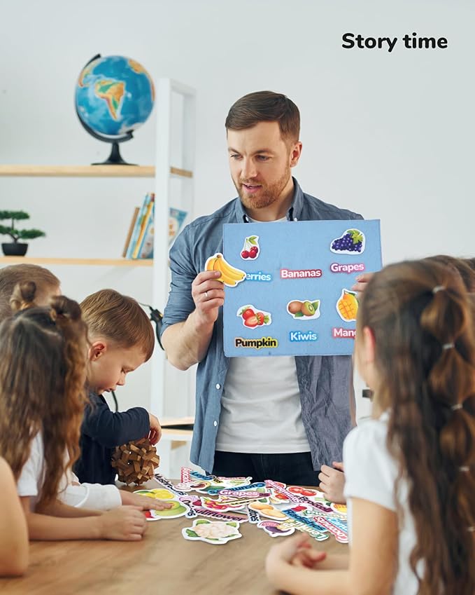 CHEFAN Foldable Felt Board for Toddlers 22 x 13, Freestanding Flannel Board for Kids, Preschool Classroom and Daycare Storytelling Display, Compatible with Felt Set, Blue