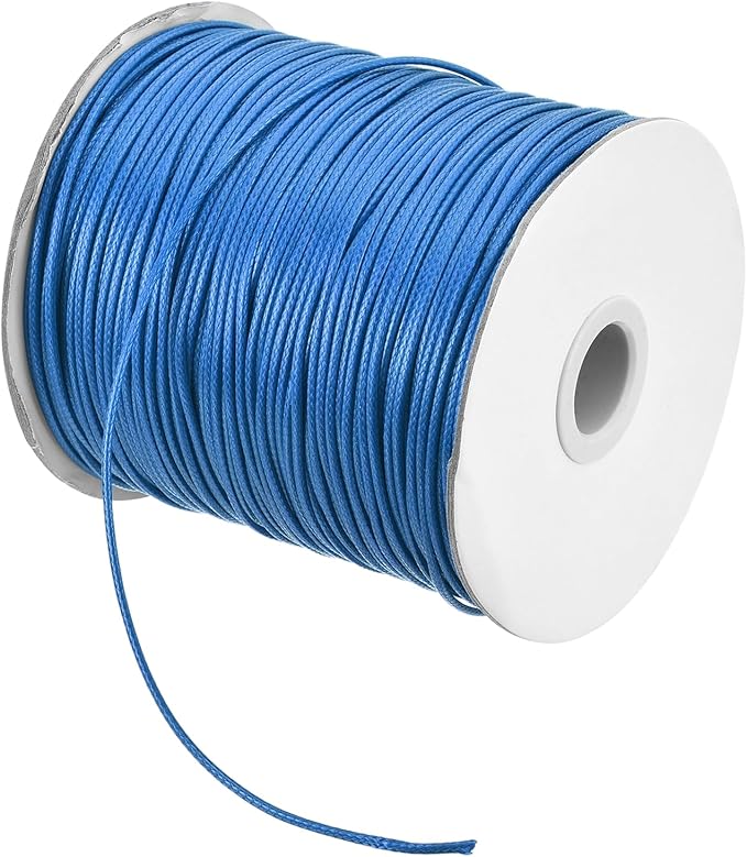 MECCANIXITY Waxed Cord 1.5mm Waxed Polyester Cord 175 Yard Wax String for Bracelet Making,Necklaces, Beading,Jewelry Making and DIY Crafts(Bright Blue)