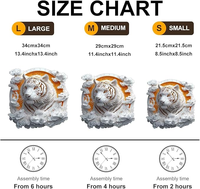 Wooden Puzzles Adults, 3D Paper Tiger Wooden Puzzles 100 Pieces, Unique Animal Shaped Wood Challenging Jigsaw Puzzles Gifts for Adults, 8.5x8.5in