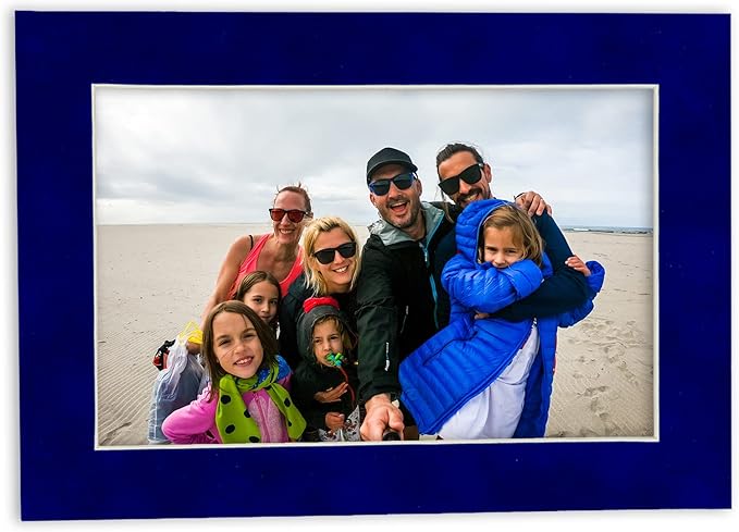 Pack of 25 Acid Free 11x14 Mats Bevel Cut for 8.5x11 Photos - Royal Blue Suede Precut Matboards With Backing Boards and Clear Photo Mat Bags For Pictures, Photos, Framing - 4-ply Thickness