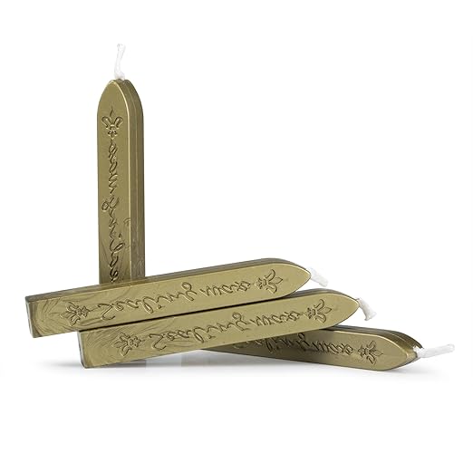 Mceal Sealing Wax Stick with Wick Flower De Luce of France Retro 10 Pieces Pack(Olive Green)