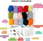 Incraftables Felting Needles Wool Roving Kit - Needle Felting Kit for Beginners, Adults & Kids – Wool Felting Kit with Plastic Eyes, Keychains, Glue & Accessories – 15 Colors