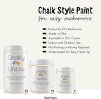 Chalky Chicks All-in-One Chalk Paint for Furniture or Cabinet - 32 Fl Oz - Matte Finish Salt Flats (Off White) for Metal, Wood Furniture Paint - No Sanding All-in-One for Home Decor & Crafts, USA Made