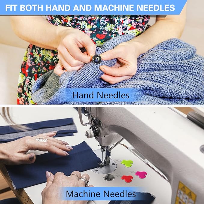 Lechchy Needle Threader for Hand Sewing & Sewing Machine - 10 Simple Needle Threaders for Embroidery Floss + 2 Seam Rippers + 2 Drawstring Threaders + 5 Needles