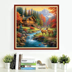 DMCVIVR Stamped Cross Stitch Kits for Adults Beginners Embroidery Kits 11CT Needlepoint Kits Cross Stitch Patterns Embroidery Patterns-Beautiful Home 18x18 inch