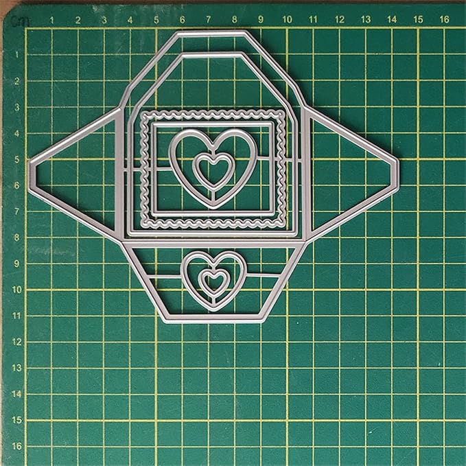 Cutting Dies Metal Stencils Scrapbooking Tools Flowers Lace Frame DIY Embossing Template for Paper Card Making Album Arts Crafts Supplies (Frame 1-Love envelope-14.3x11.3cm)