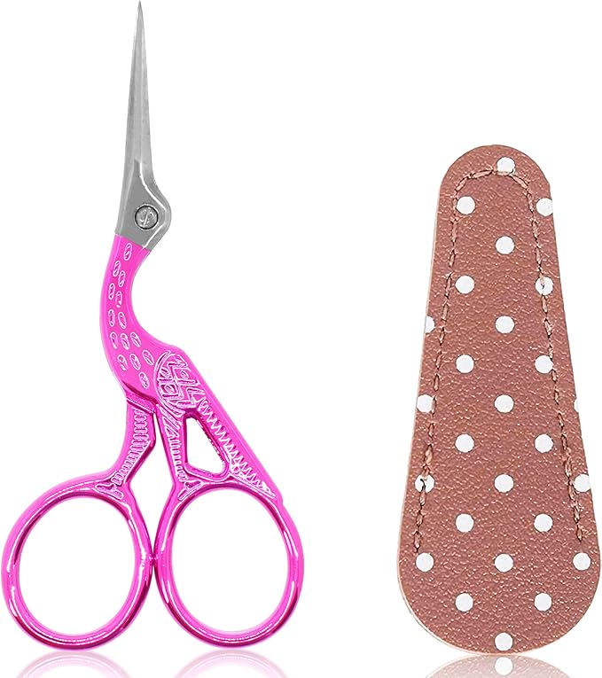 BIHRTC Little Bird Scissors 3.6Inch Sewing Scissors with Artificial Leather Cover Craft Scissor Shears for Crafting Threading Cross Stitch Cutting Art Work DIY Tool