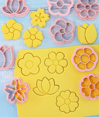 Flower Cookie Cutters Set, 3D Pressable Cookie Cutters Small Flower Biscuit Cutters Cake Baking Fondant Embosser Stamps Birthday Party DIY Cake Decorating Tools (flower)