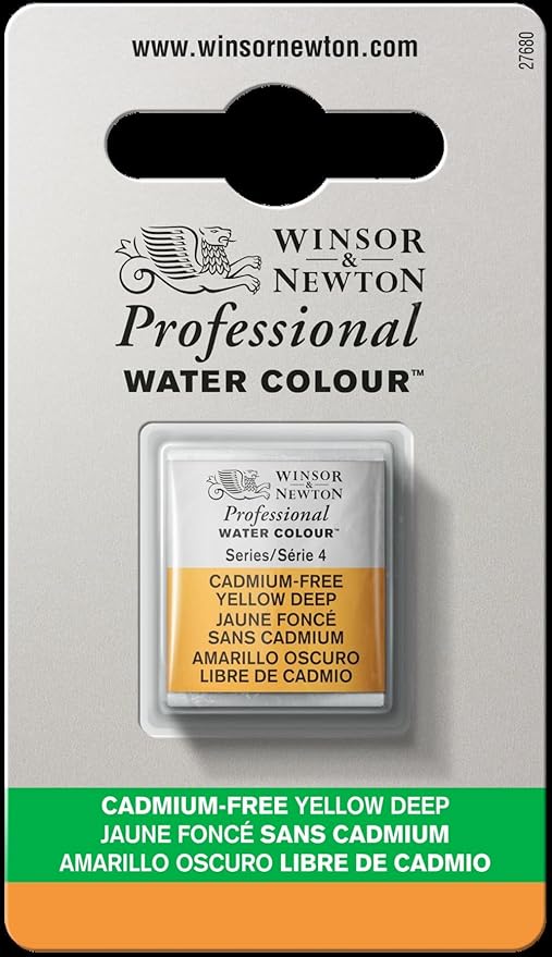 Winsor & Newton Professional Watercolor, Half Pan, Cadmium-Free Yellow Deep