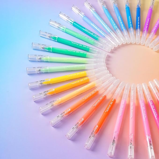 ROSYMENG 10 Colors Acrylic Gel Pens Set, Big-Capacity Ink Acrylic Paint Pen for Adults Coloring Books, Waterproof Paint Markers for Canvas, Rock, Wood, Drawing Doodling, Ceramic, Fabric, DIY Crafts