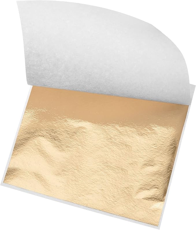 MECCANIXITY Gold Leaf Foil Sheet Champagne Gold Leaf Paper 3.3 x 3.1inch for Art Decoration, Sculpture, Painting, Pack of 100