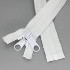 Leekayer 2PCS #10 24 Inch Heavy Duty Zippers for Sewing Separating Large Plastic Zippers White Tape with Double Pull Tab Slider, Sleeping Bag, Boat, Canvas, Cover, Trampoline, Dog Bed,Tent (24" 2pcs)