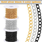 Jishi 16ft Aluminium Curb Chain Roll, Thick Twisted Chain Links, Silver Plated Metal Craft Chain Curb Link Chain Spool for Jewelry Making Necklace Bracelet DIY Crafts, Jewelry Making Findings Supplies