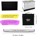XSG Alcohol Markers,60 Colors Dual Tip Brush & Chisel Tip Art Marker Set,for Blending & Shading,Ideal for Coloring Books & Professional Artwork,Includes Blender Pen & Portable Case,Ideal for All Ages