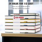 5 Pack College Ruled Notebook, 312 Numbered Pages Thick Notebooks Bulk, 100gsm No Bleed Paper Hardcover Leather Journal, Lined Journal Notebook Set for Women Men School Office, A5, Multicolor