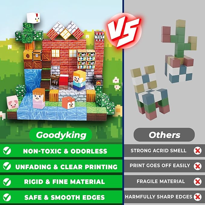 Goody King Magnetic Blocks|150PCS Magnetic Building Blocks Set, Stacking Magnets for Kids, Sensory Toy for STEM Learning Toys for Kids 3+ Boys and Girls Christmas Birthday Easter Gifts