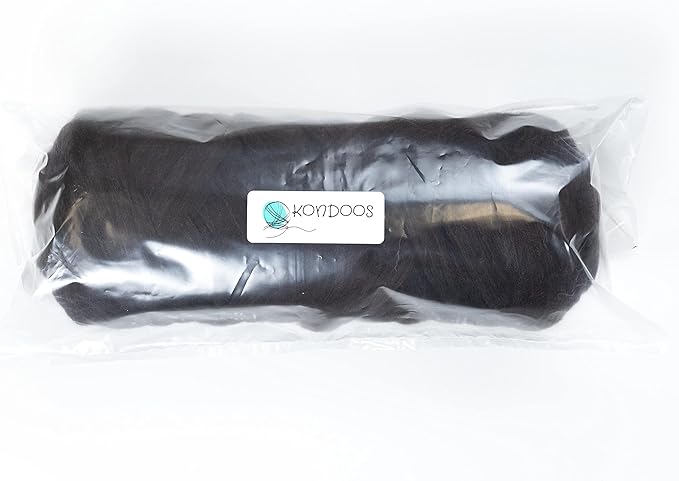 Natural Wool Bulk roving, 4 lb. Best Wool for Spinning, arm Knitting, Felting, Chunky Blankets and Tapestry. Natural Colors, un-Dyed. (Dark Chocolate, 4 lb)