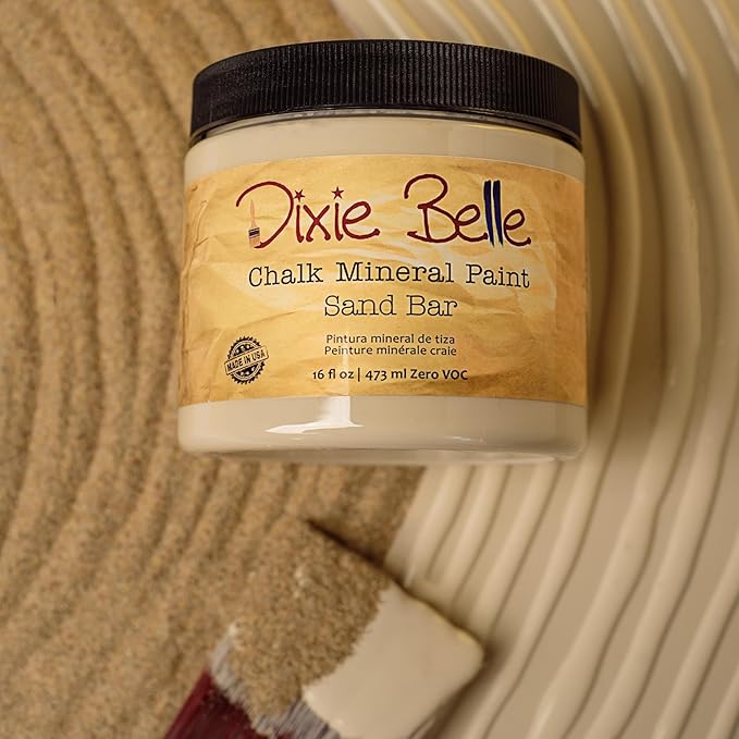 Dixie Belle Paint Company Chalk Finish Furniture Paint - Sand Bar (4oz) - Matte Neutral Tan Chic Chalk Mineral DIY Furniture Paint