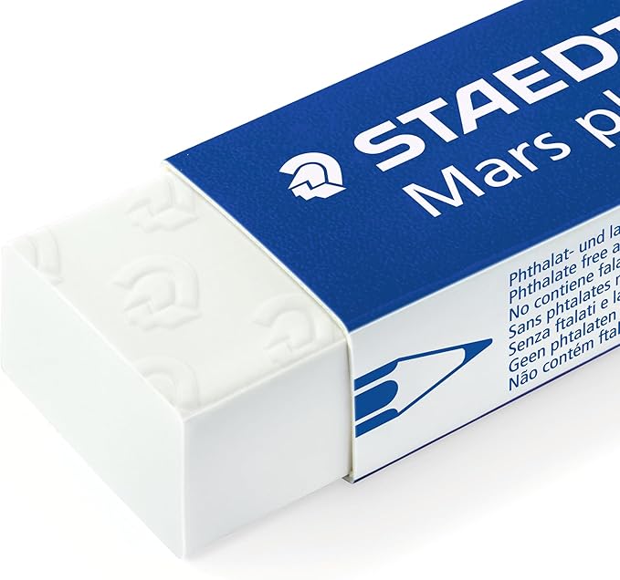 STAEDTLER Mars Plastic Vinyl Erasers (2-Pack), White Erasers for Clean & Precise Results - Latex-Free, Minimal Crumbling, Made in Germany