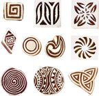Royal Kraft Geometric Wooden Printing Stamps (Set of 10) - DIY Henna Fabric Textile Paper Clay Pottery Blocks Htag2162