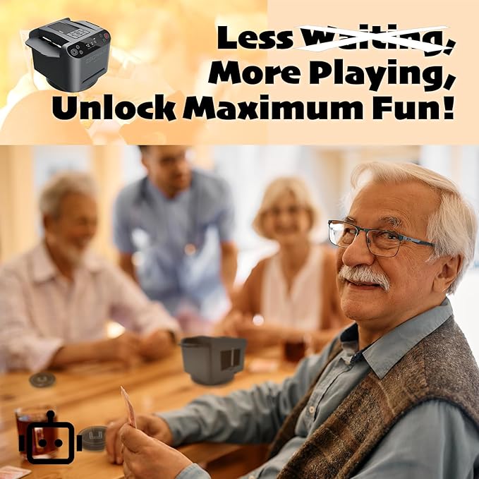 2025 New Smart 2-in-1 Automatic Card Shuffler and Dealer,Programmable Card Dealer,Card Shuffler 2 Deck,360° Rotation,Ultra Quiet,Rechargeable,Support 12 Players,4 Wireless Draw Buttons (Black Pro)