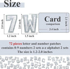 Letter and Number Iron On Patches, A-Z Alphabet and Numbers 0-9 Embroidery Applique Patch, DIY Decorative Heat Press Patches for Clothing Jeans Jackets Backpacks Hats (White 72 Pcs)