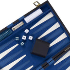 Get The Games Out Top Backgammon Set - Small Travel Size Classic Board Game Case - Best Strategy & Tip Guide (Blue, Small)