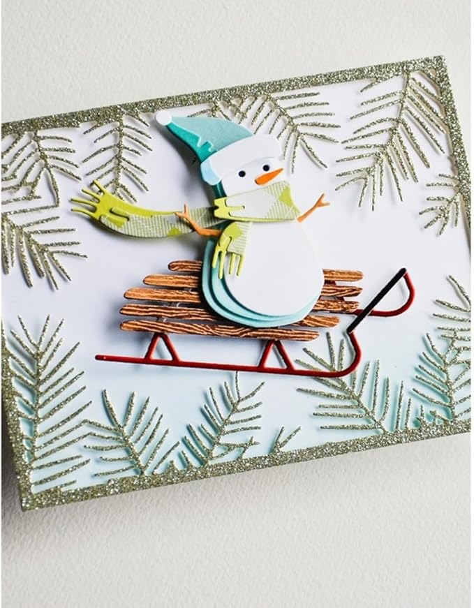 Mvchifay Cutting Dies Happy Birthday Metal Stencils Scrapbooking Tool DIY Emboss Paper Card Making (Coniferous Frame-11x14cm)