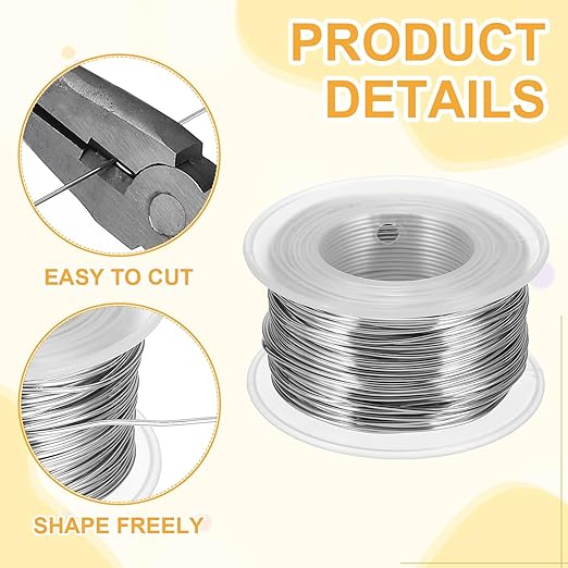 uxcell 18 Gauge / 1mm Anodized Aluminum Wire for Jewelry Craft Making, 102 Feet Bendable Flexible Wire for DIY Home Decor Gardening Sculpture, Silver